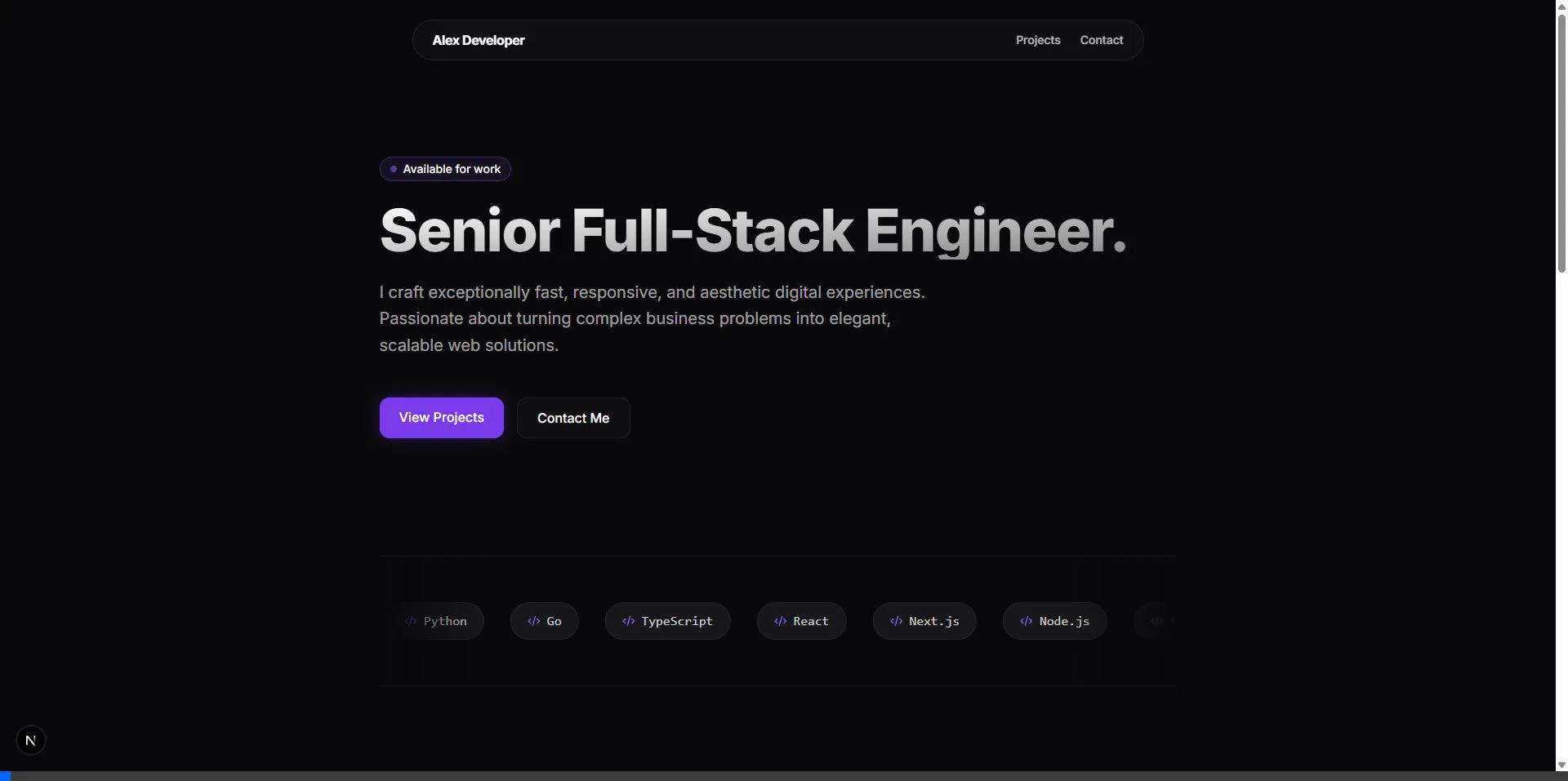 Premium Developer Portfolio Template (Next.js + Tailwind)